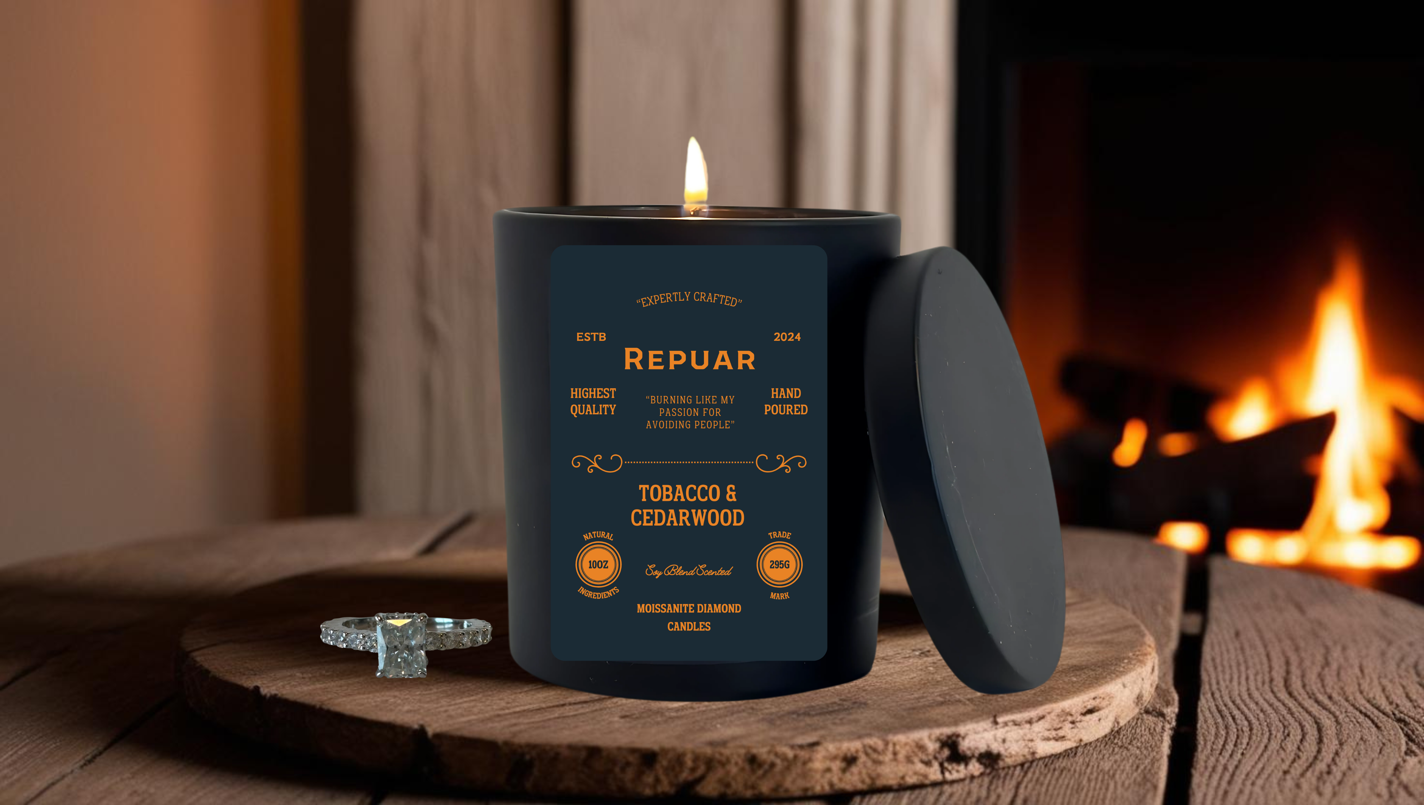 illuminaria candle tobacco and cedarwood + / BOTANICAL will slowly fill a medium sized space Teakwood + Tobacco Candle -
